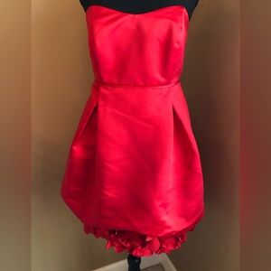 NWT - Melissa Sweet Cocktail Dress in Red with Pockets and Rosette Hem